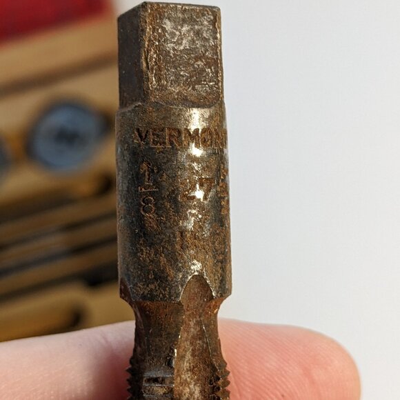 Greenfield Tap & Die Tool Set A-1 Little Giant Screw Plate Wood Box - INCOMPLETE - Picture 7 of 15